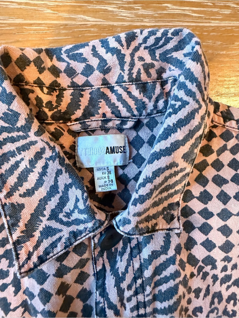 Amuse Society Pink and Black Animal-Print Button Down Shirt